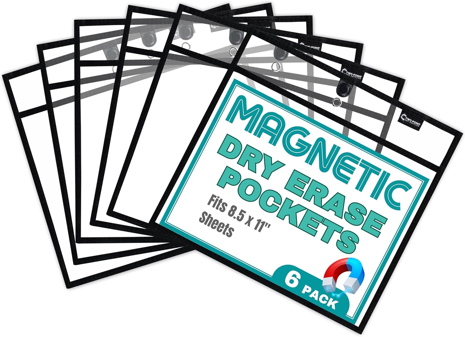 Whiteboard Magnetic - Magnetic Dry Erase Pockets, 6-Pack, Clear