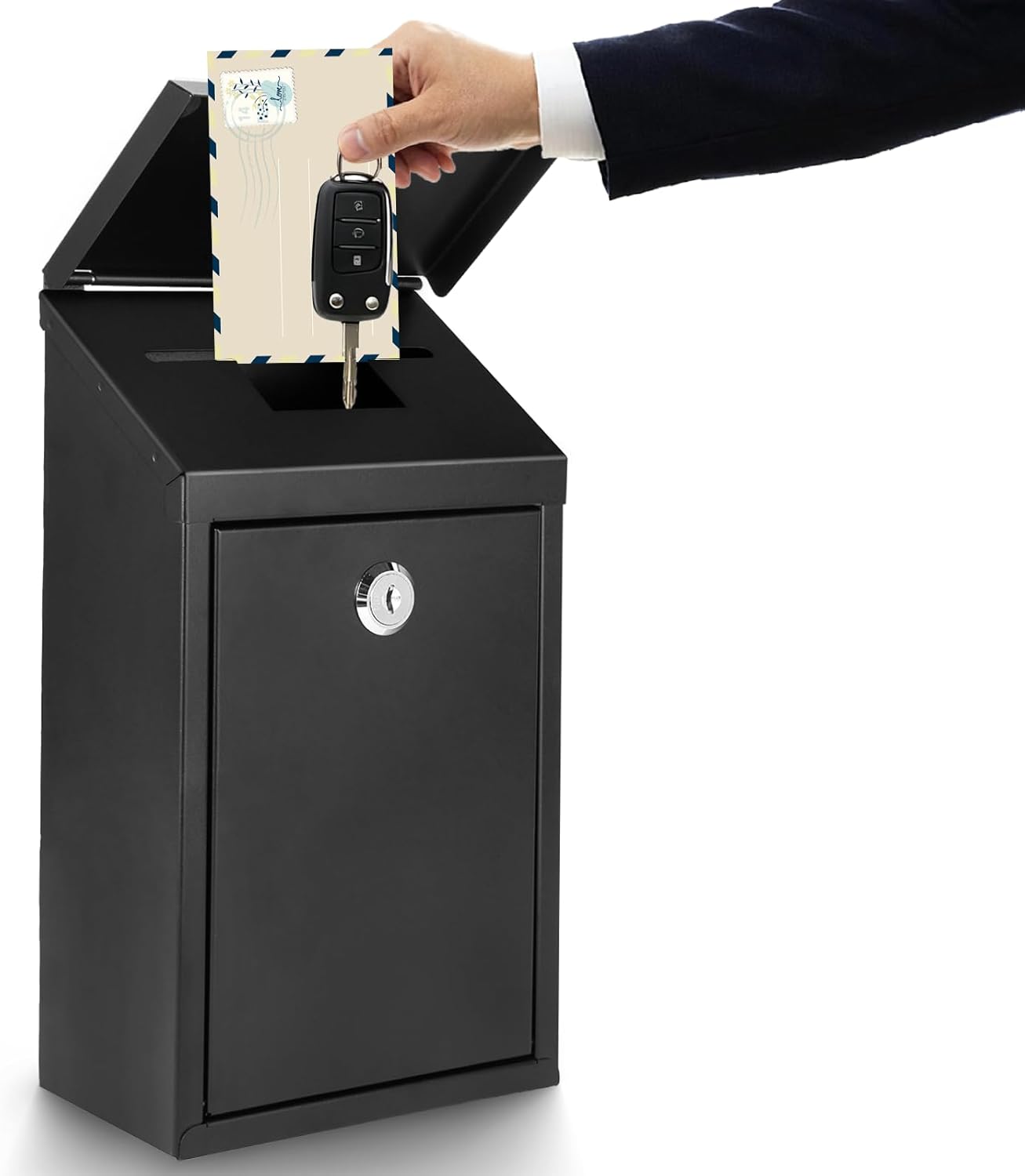 Home Office Reference Number - Rust-Proof Steel Wall Mailbox with Lock