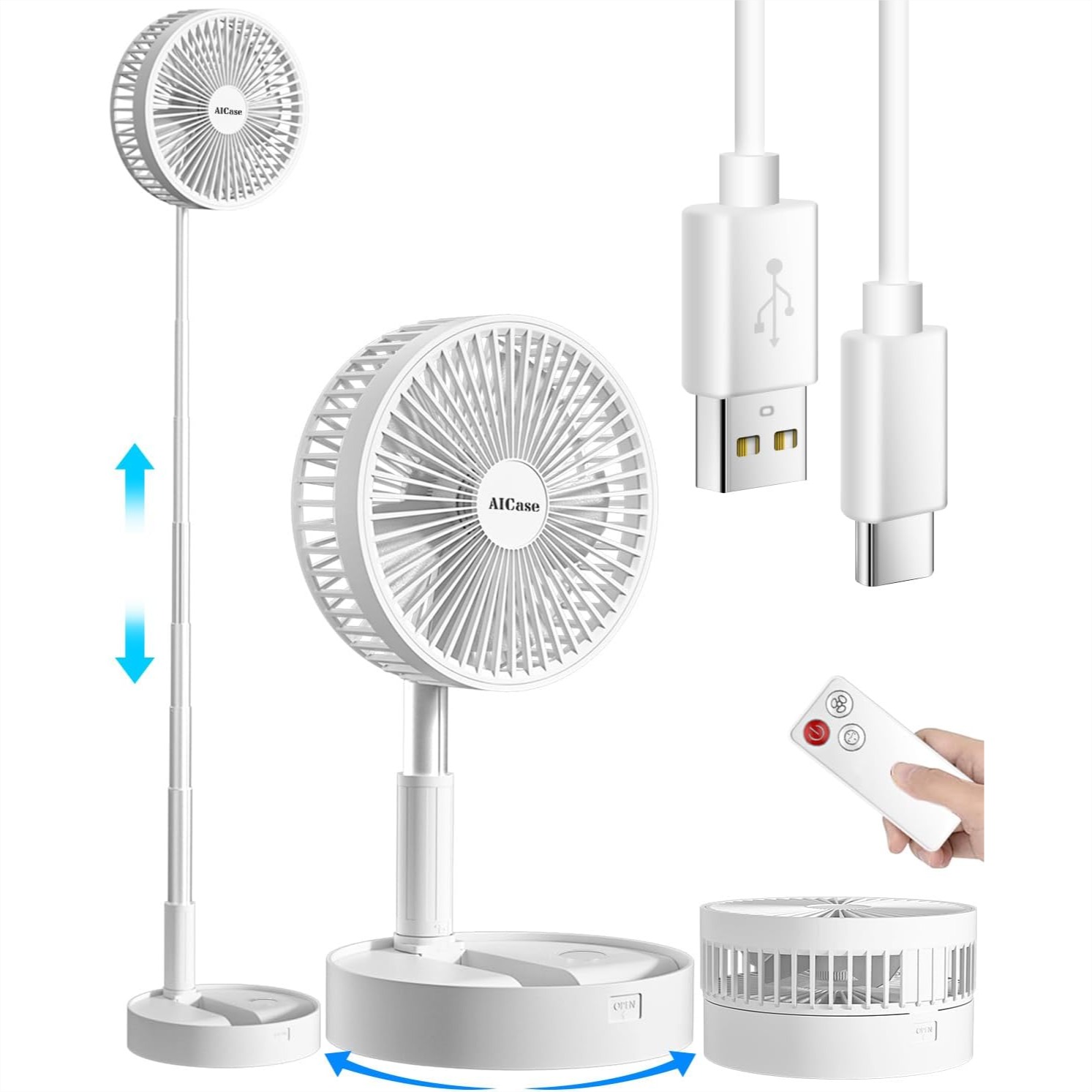 Home Office Head - Folding Portable Stand Fan with 7200mAh