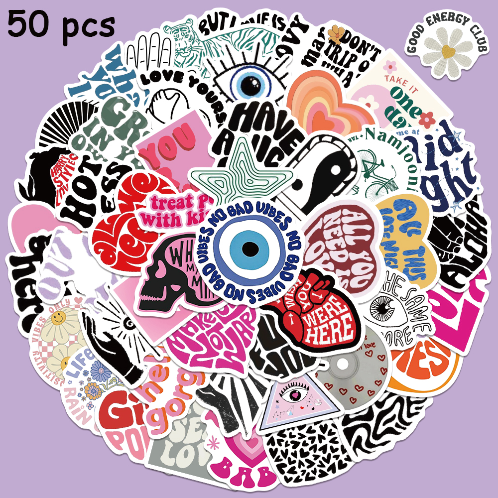 Home Office Quotes - 50pcs Inspirational English Love Heart Stickers