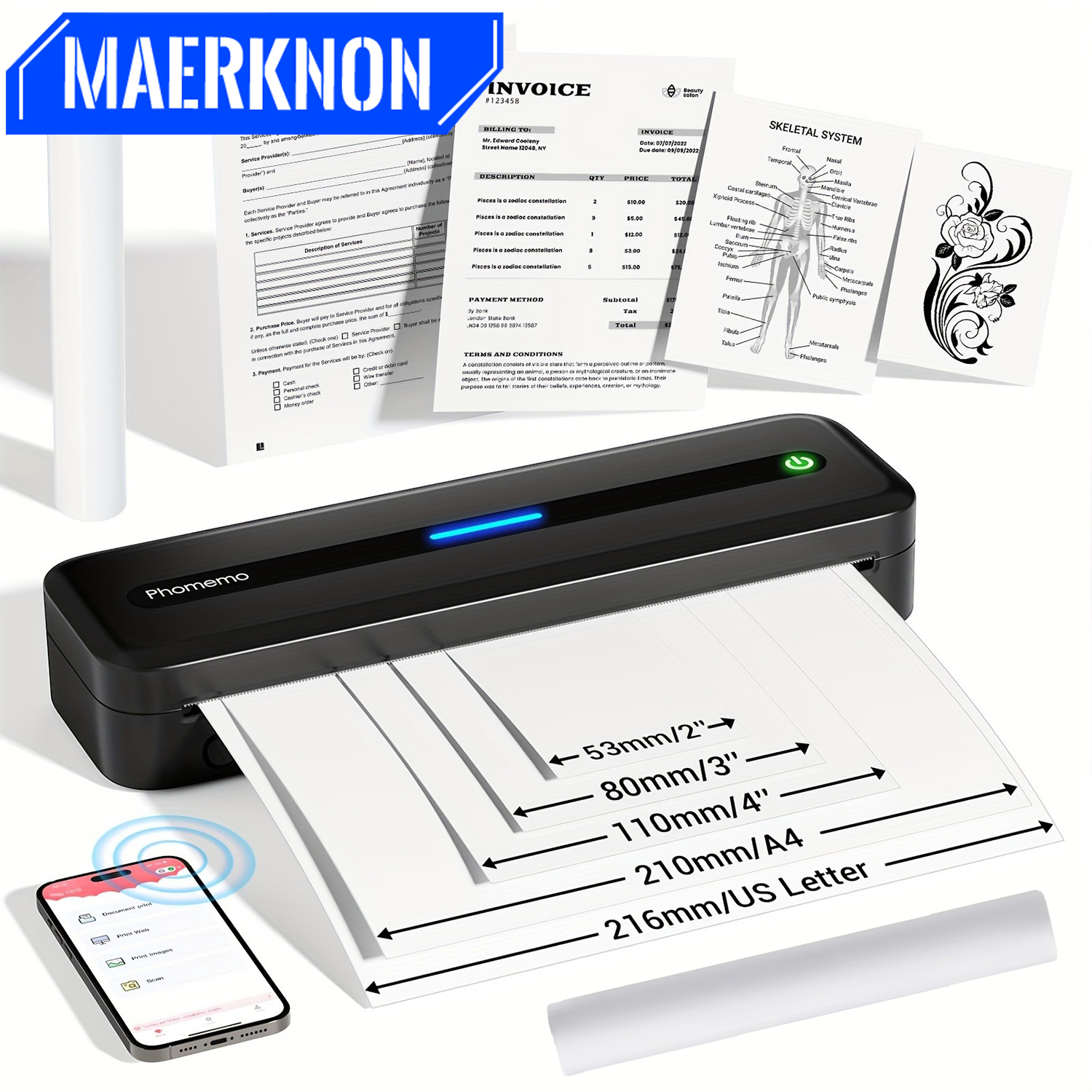 Home Office Printer - Portable Printers Wireless for Thermal Printer