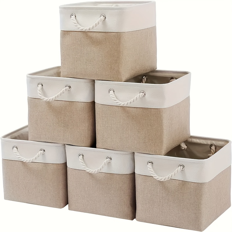 English Home Office - 6-Pack Foldable Fabric Storage Bins, 11x11x11
