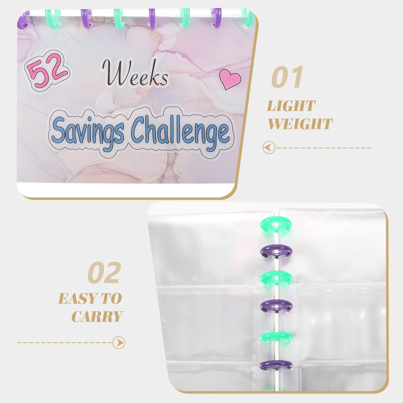 Home Office Budget - 1Set Plastic Savings Challenge Binder Budget