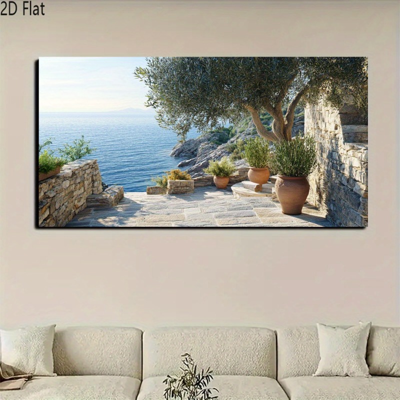 Home Office With View - Coastal Stone Pathway with Olive Trees