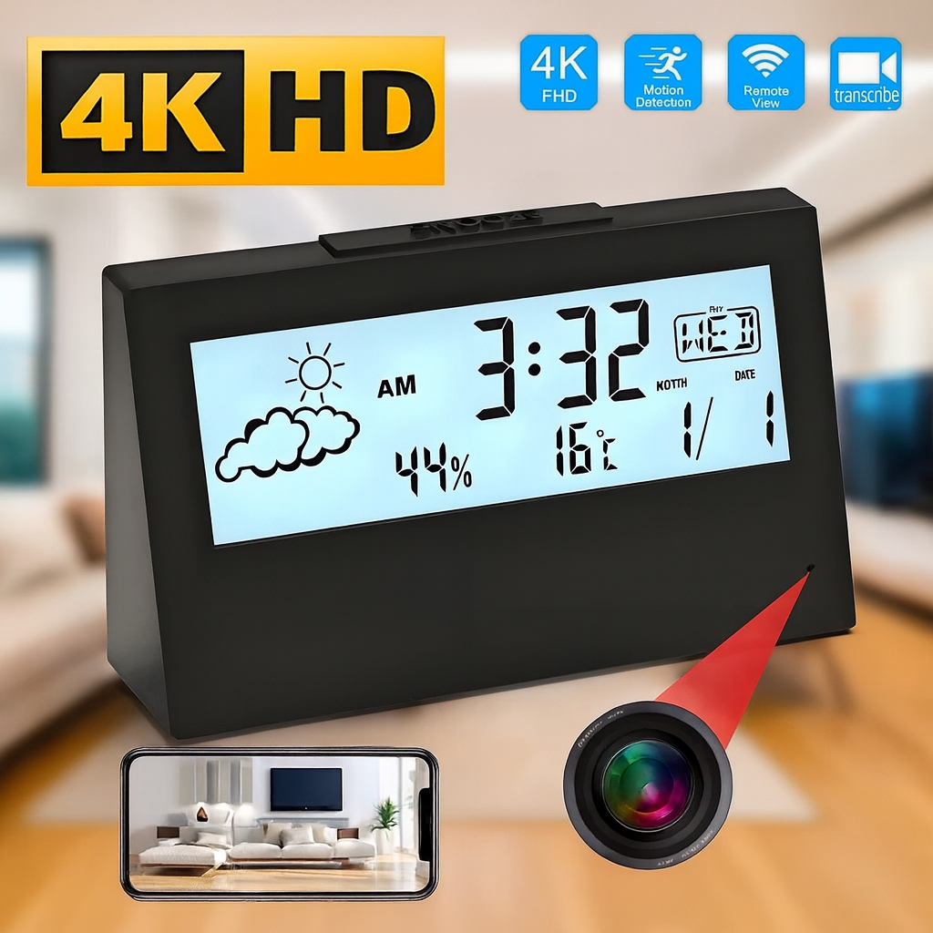 Home Office With View - 4K WiFi Clock Camera with Motion