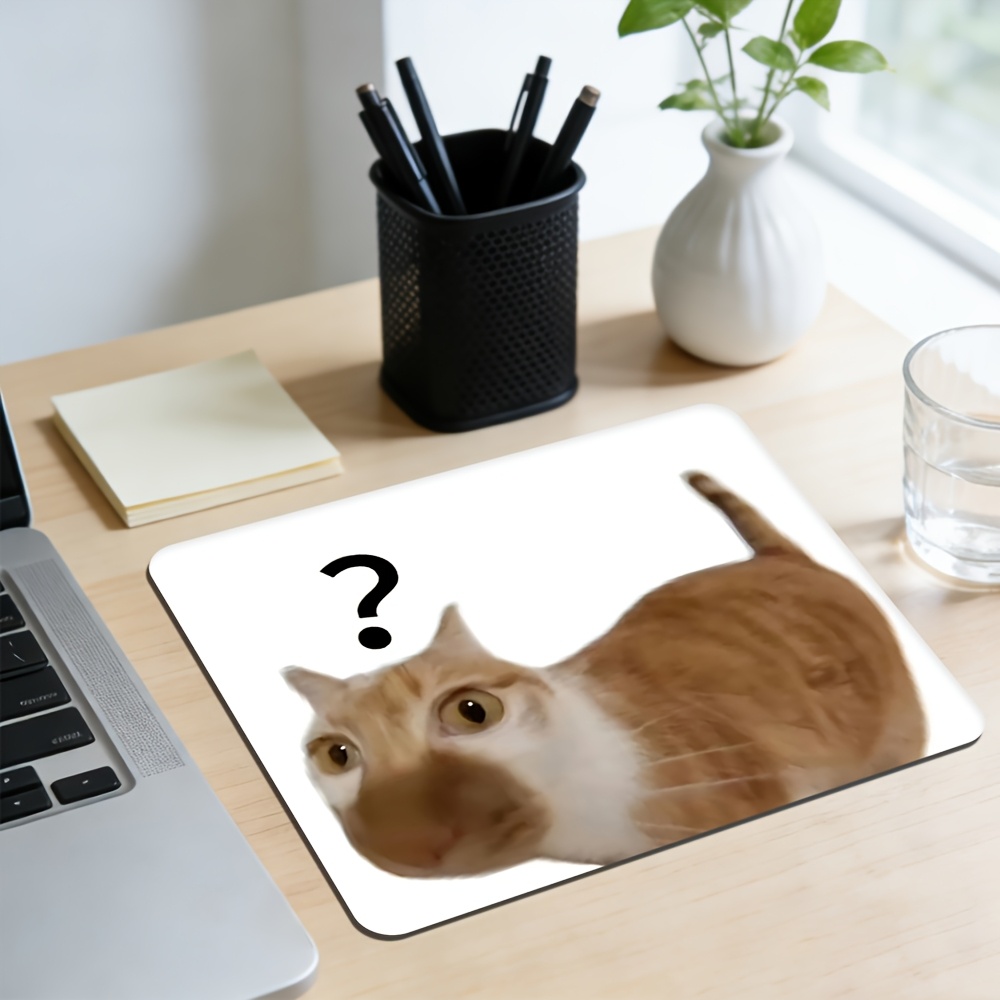 Home Office Questions - Funny Confused Cat Meme Mouse Pad,