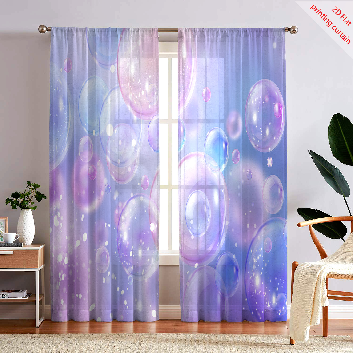 Home Office Rate - Dreamy bubble printed gauze curtain, gradient