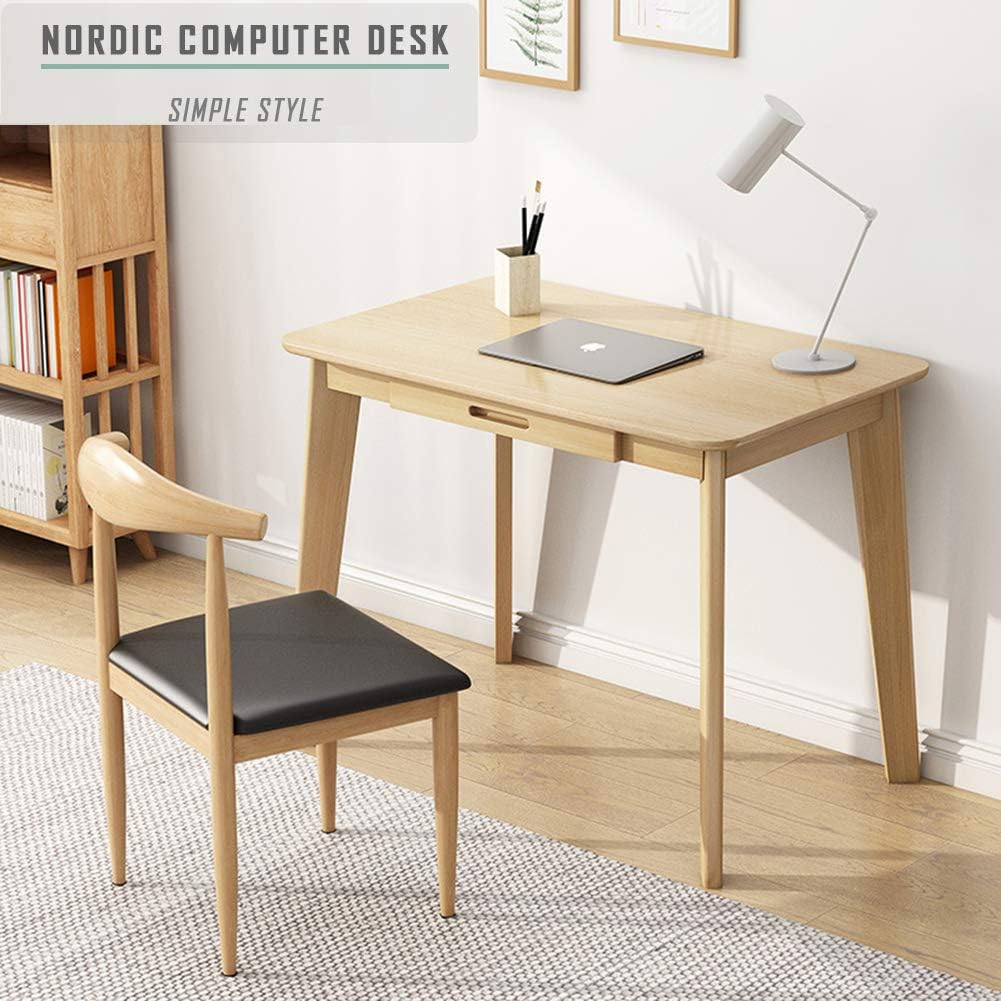 Solid Wood Writing Desk with D - Home Office Desks avaliação e preço