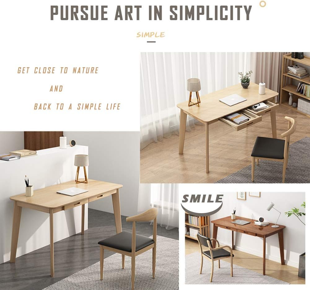 Solid Wood Writing Desk with D - Home Office Desks avaliação e preço