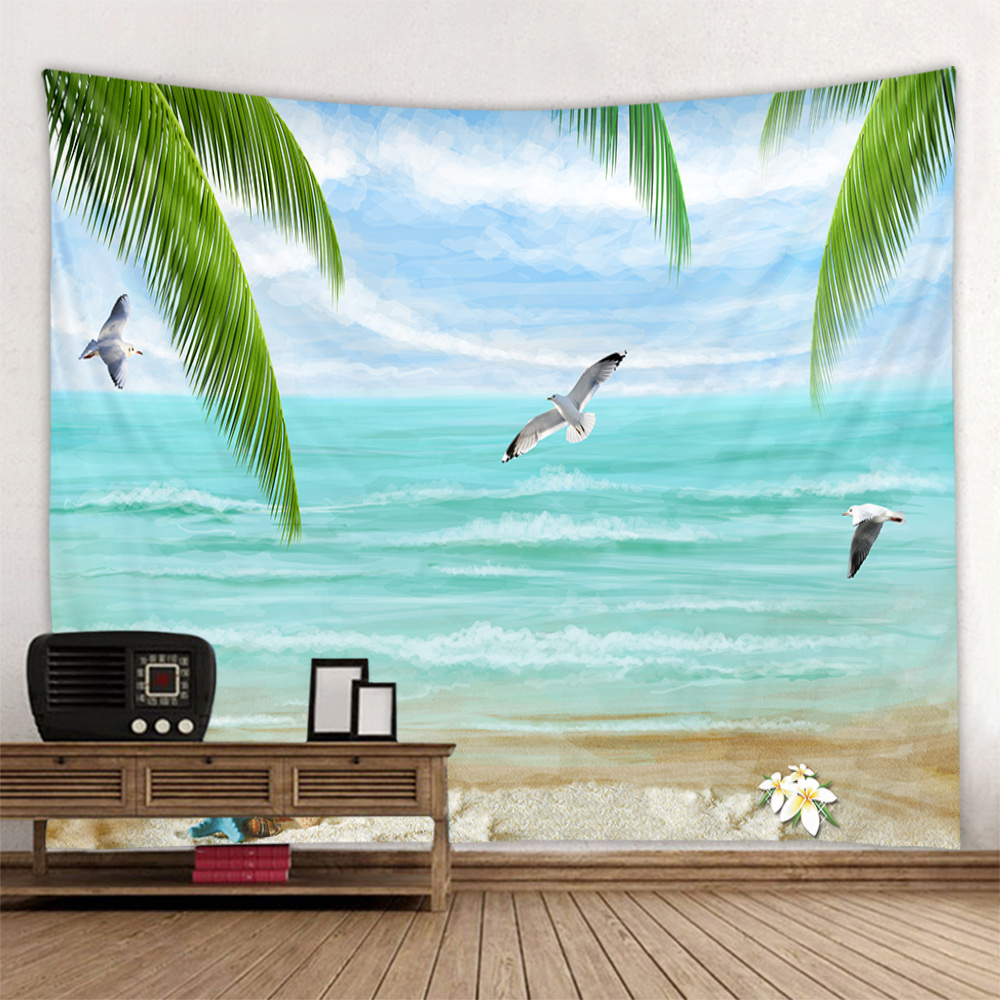 Sea view oil painting tapestry - Home Office With View avaliação e preço