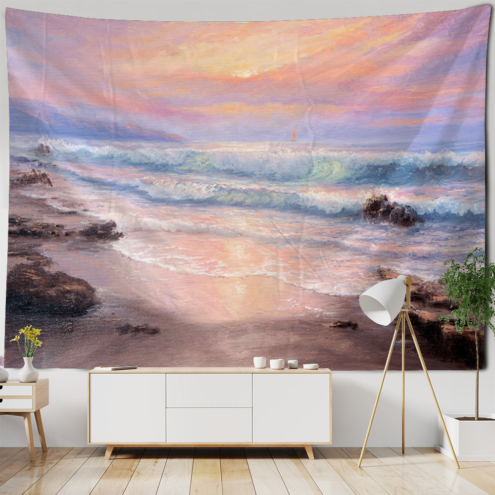 Sea view oil painting tapestry - Home Office With View avaliação e preço