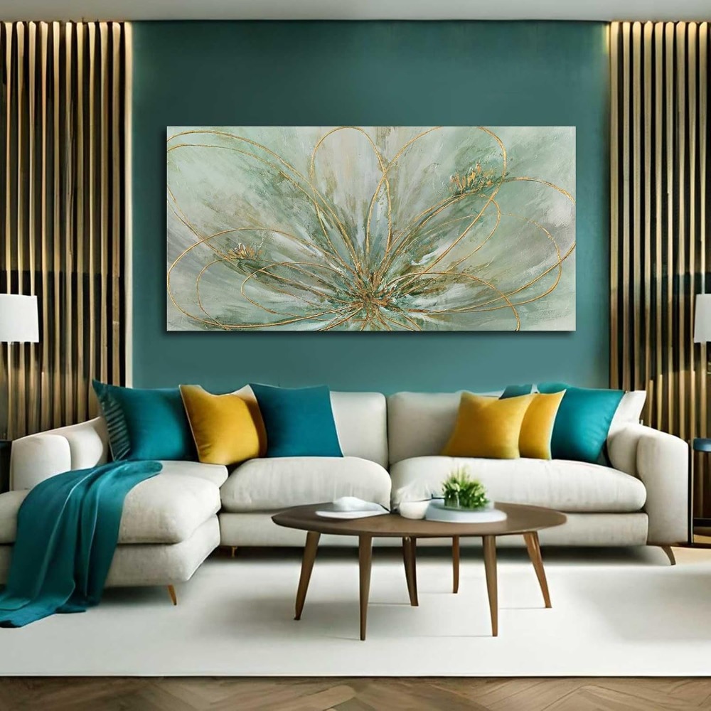 Green Flowers Canvas Wall Art  - Home Office X Post avaliação e preço