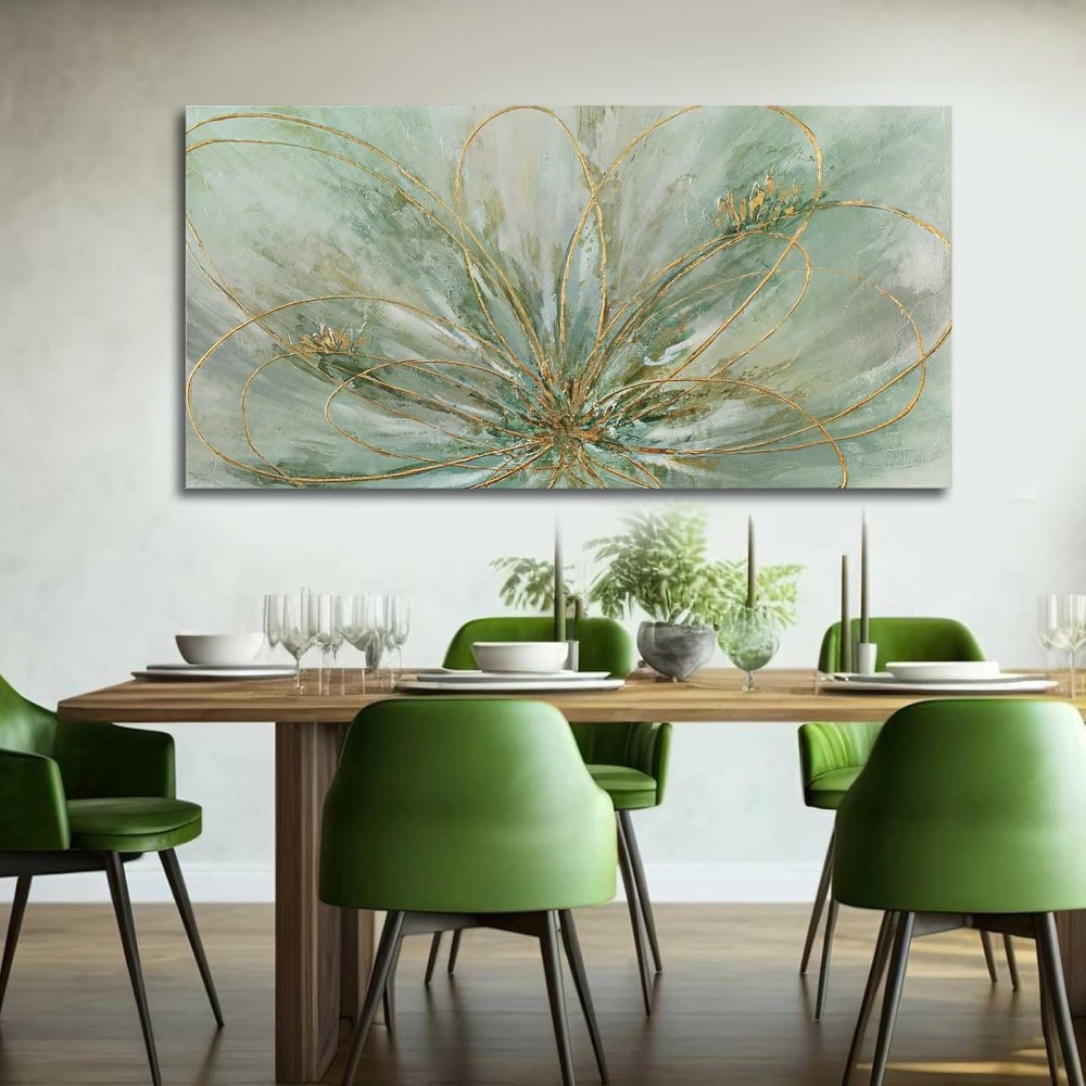 Green Flowers Canvas Wall Art  - Home Office X Post avaliação e preço