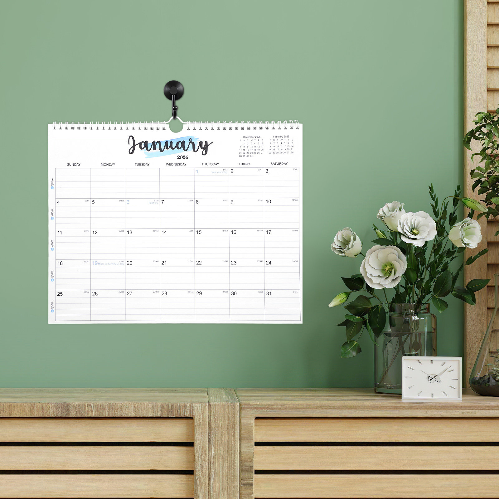 2026 Large Hanging Wall Calend - Home Office Holidays 2026 avaliação e preço