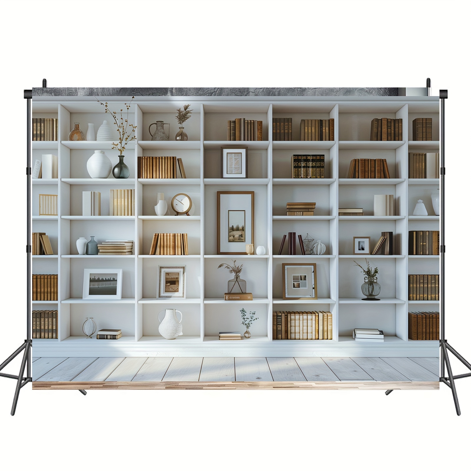 1pc White Bookshelf background - Home Office Zoom Background avaliação e preço
