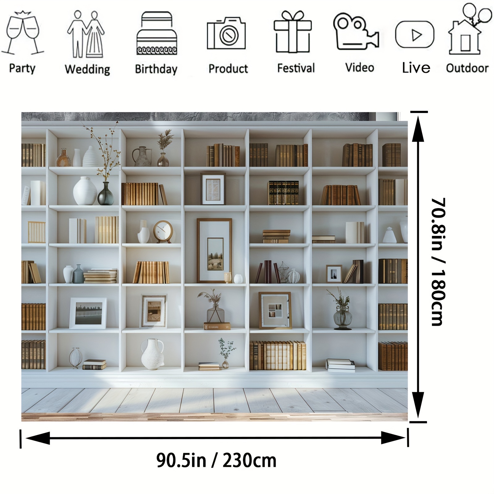 1pc White Bookshelf background - Home Office Zoom Background avaliação e preço