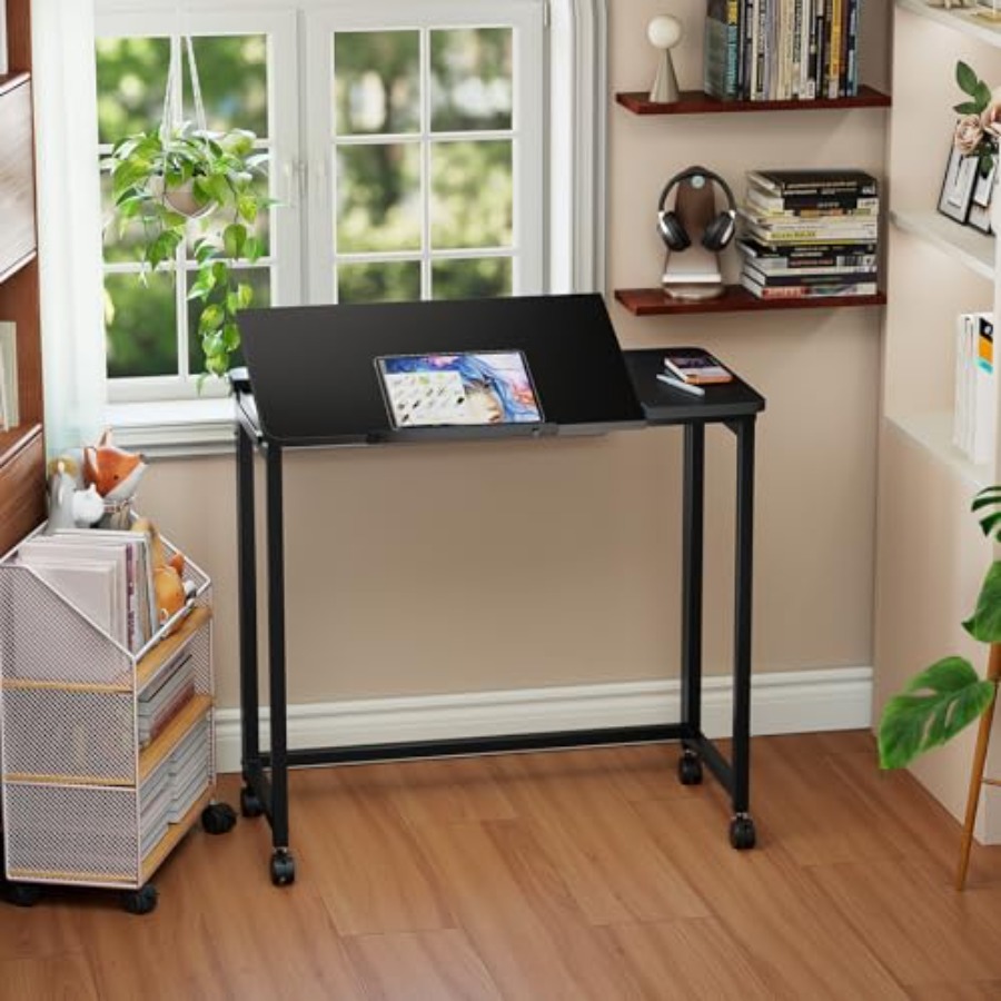 Folding Desk with Wheels 31.5  - Home Office Desks avaliação e preço