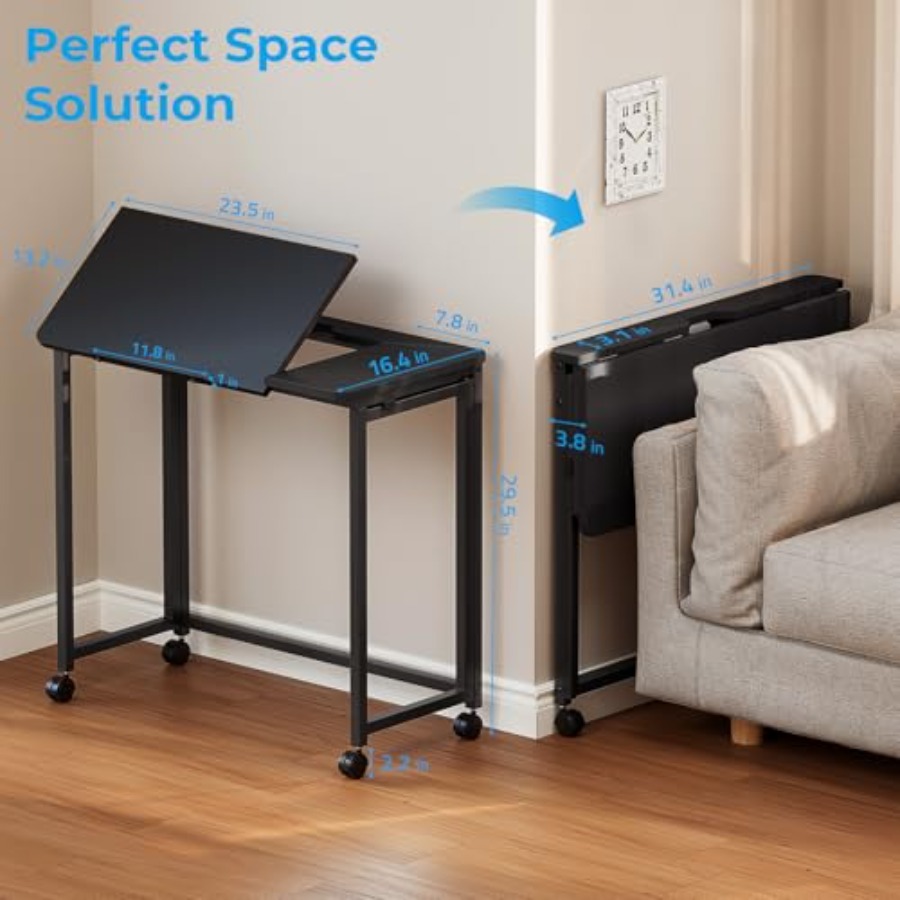 Folding Desk with Wheels 31.5  - Home Office Desks avaliação e preço