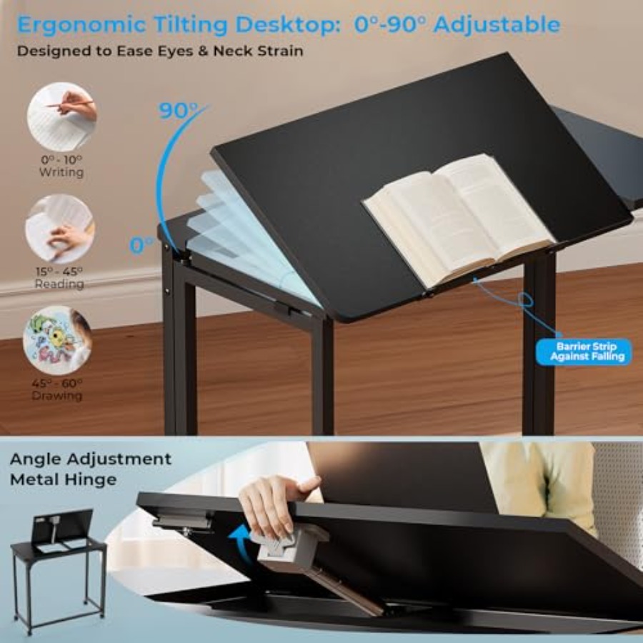 Folding Desk with Wheels 31.5  - Home Office Desks avaliação e preço