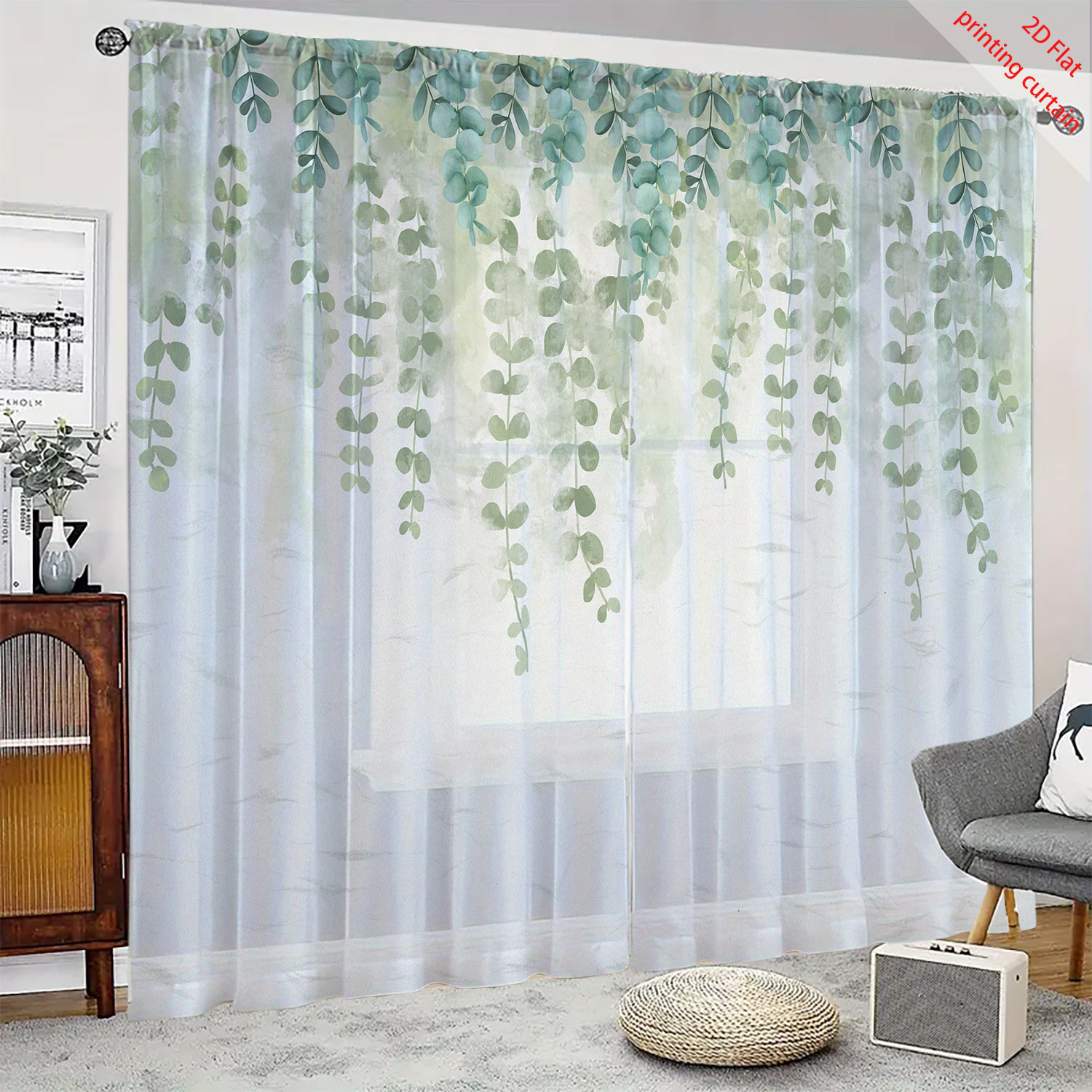 Printed transparent gauze curt - Home Office Rate avaliação e preço