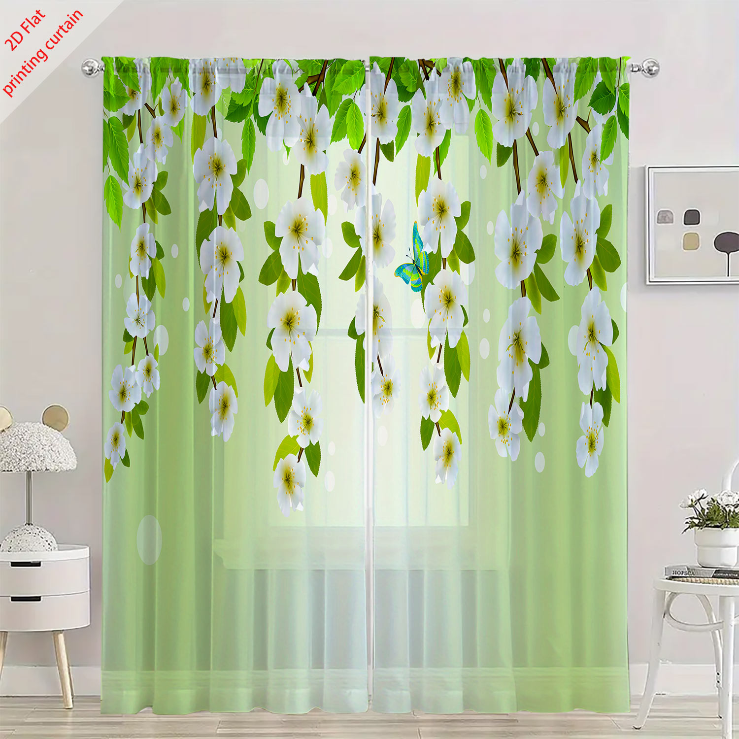 Printed transparent gauze curt - Home Office Rate avaliação e preço