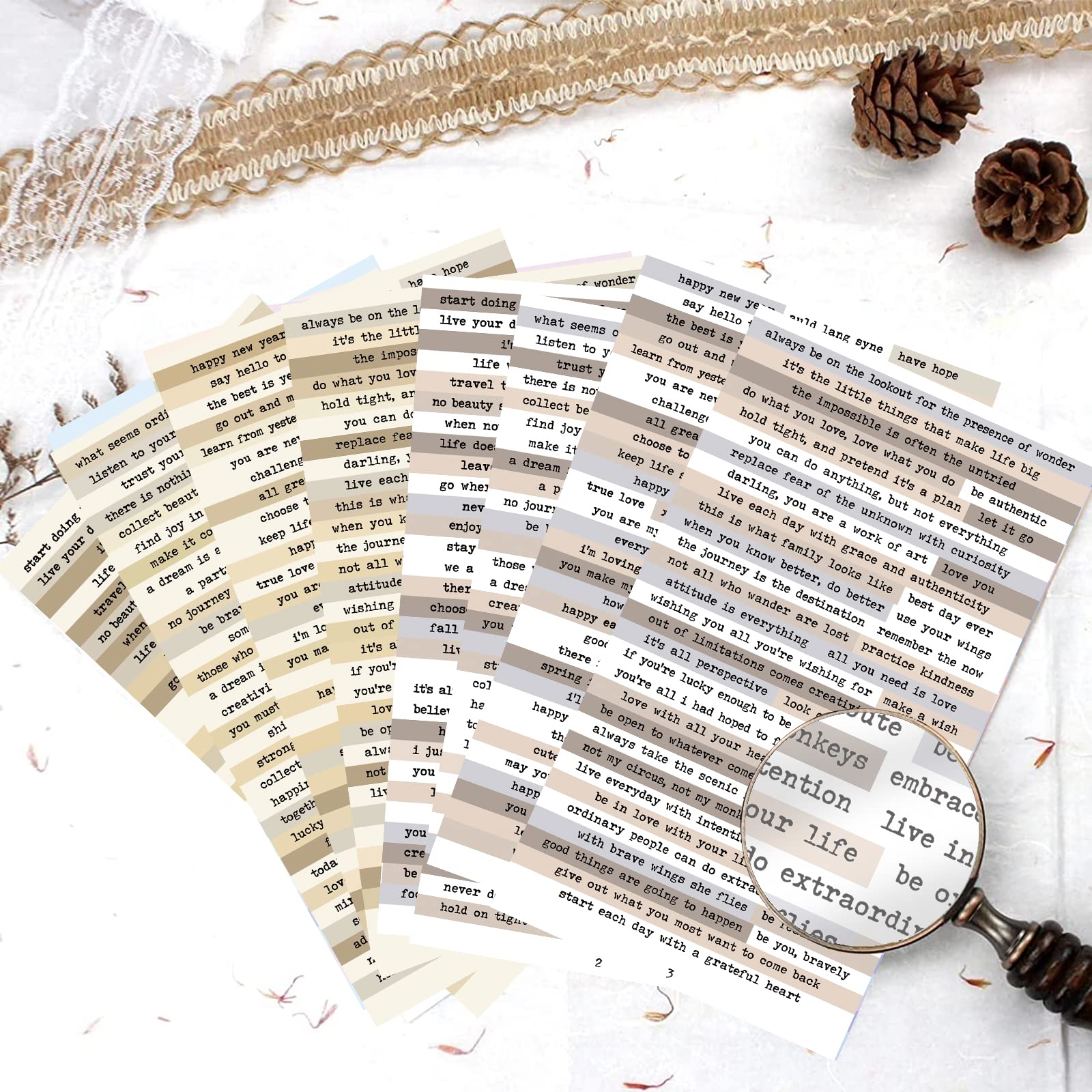 8pcs Brown Notes Quote Sticker - Home Office Quotes avaliação e preço