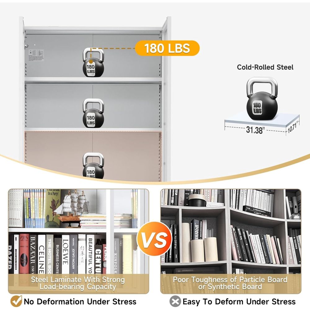 70.87 Tall Metal Bookshelf, 5- - Home Office Free avaliação e preço