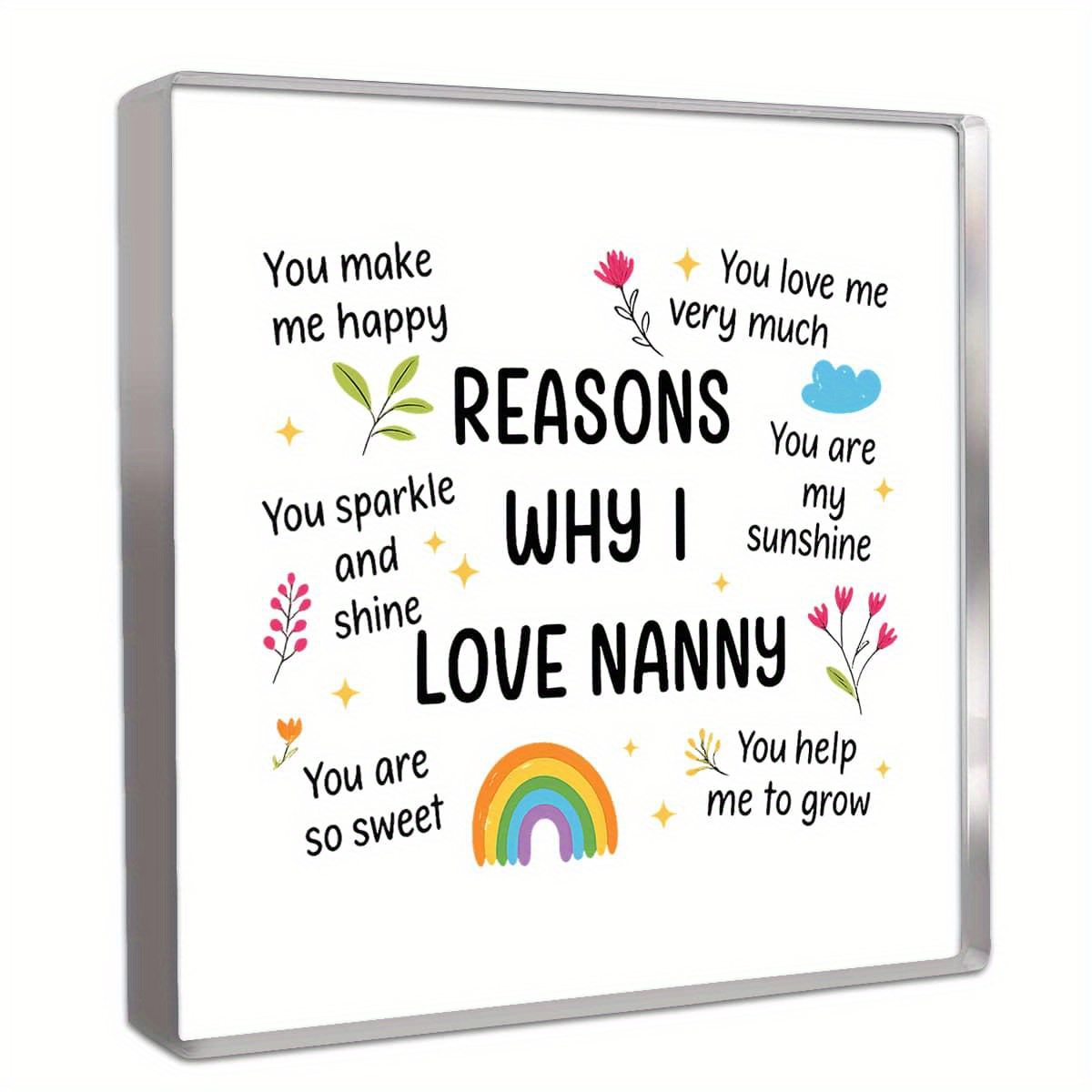 Nanny Gifts Boho Floral Rainbo - Home Office Quotes avaliação e preço