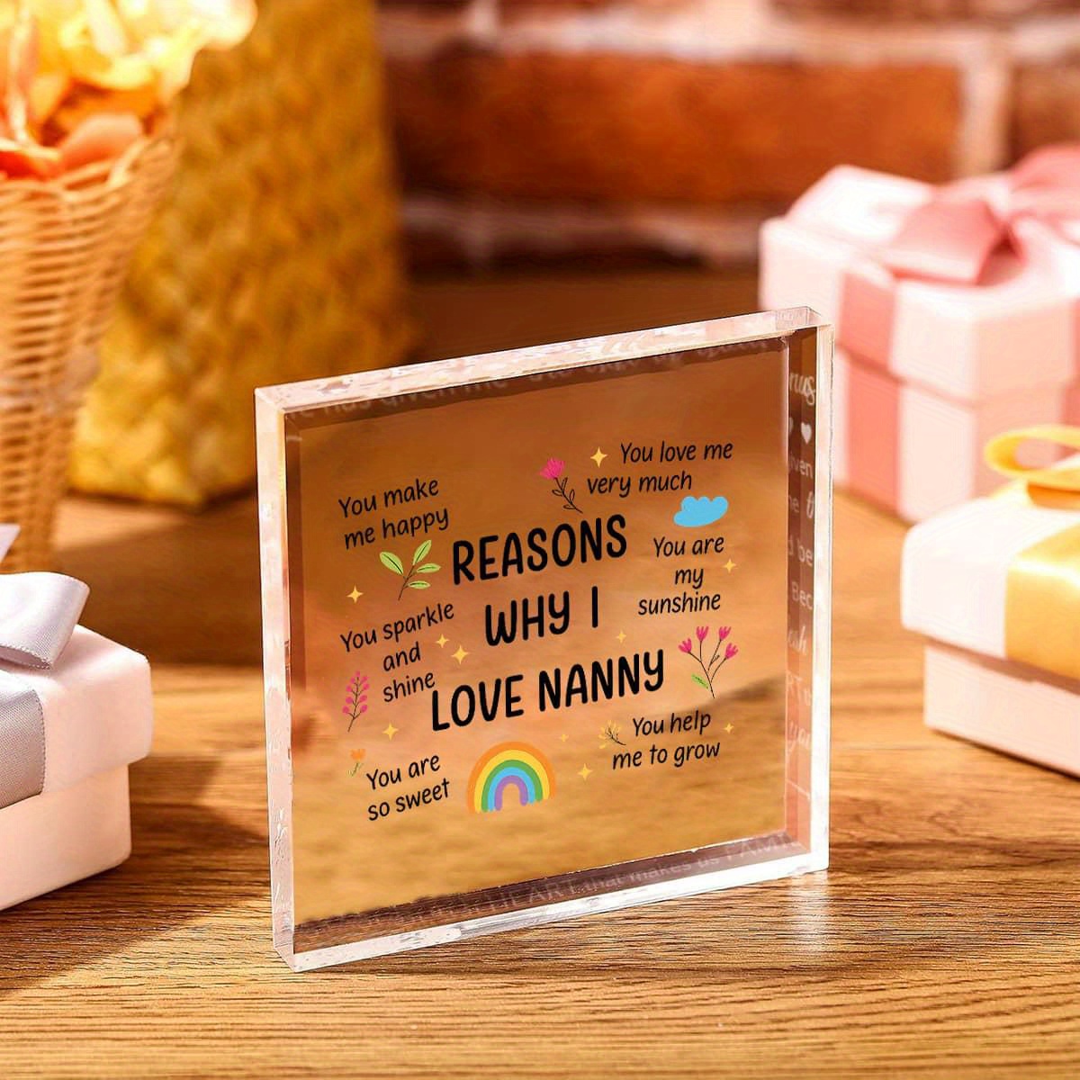 Nanny Gifts Boho Floral Rainbo - Home Office Quotes avaliação e preço