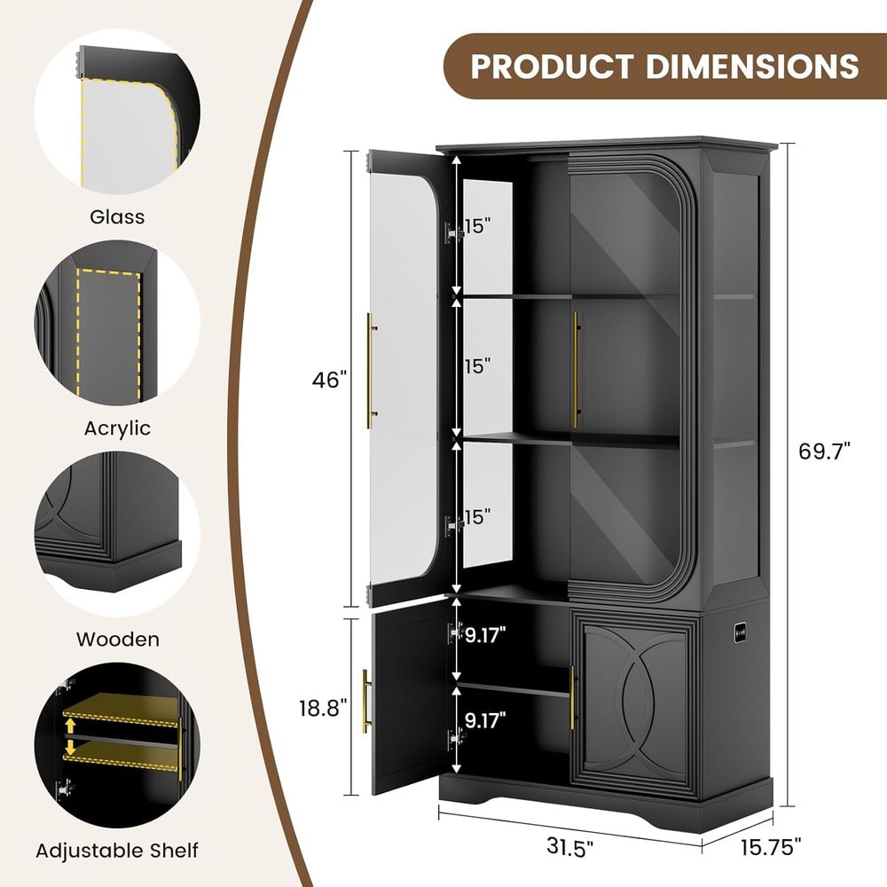 69 Tall Glass Display Cabinet  - Home Office Free avaliação e preço