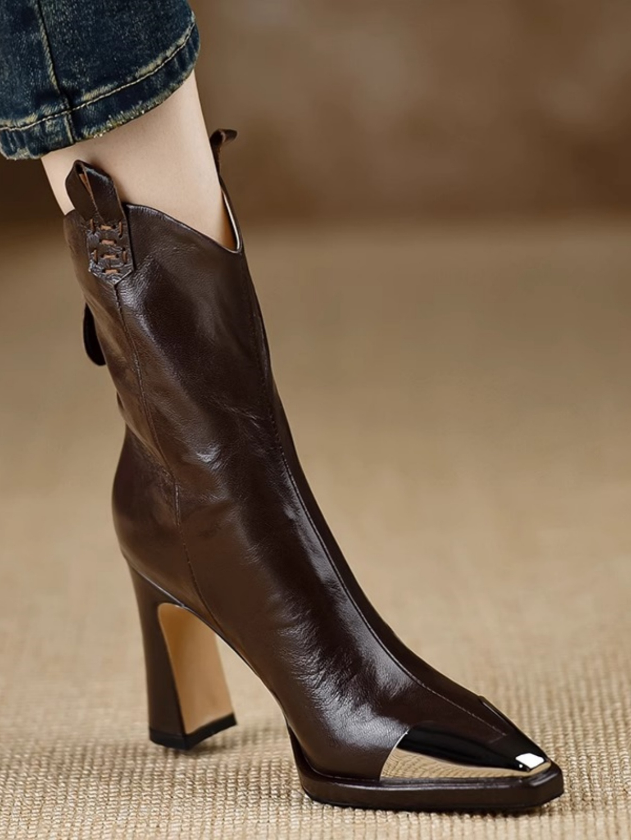 Women's Fashion Thick Heel Sin - Home Office Head avaliação e preço
