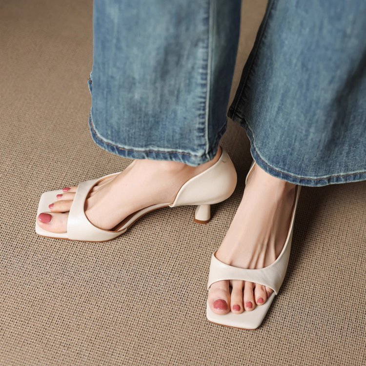 Women's Elegant Open Toes Squa - Home Office Head avaliação e preço