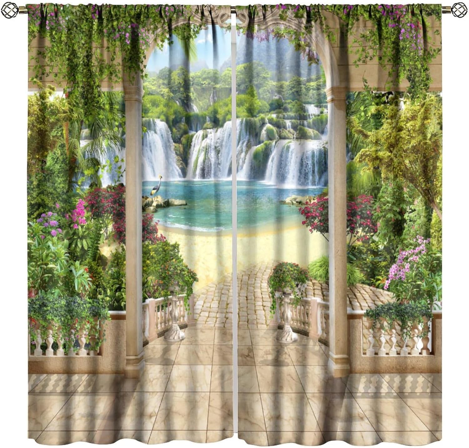 3D Waterfall Curtain Tropical  - Home Office With View avaliação e preço