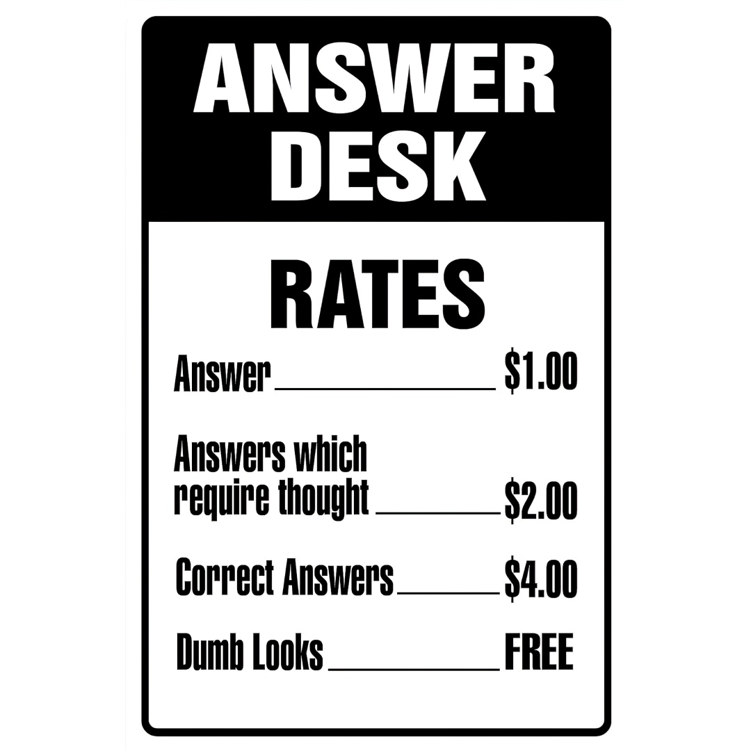 Answer Desk Novelty Sign Indoo - Home Office Questions avaliação e preço