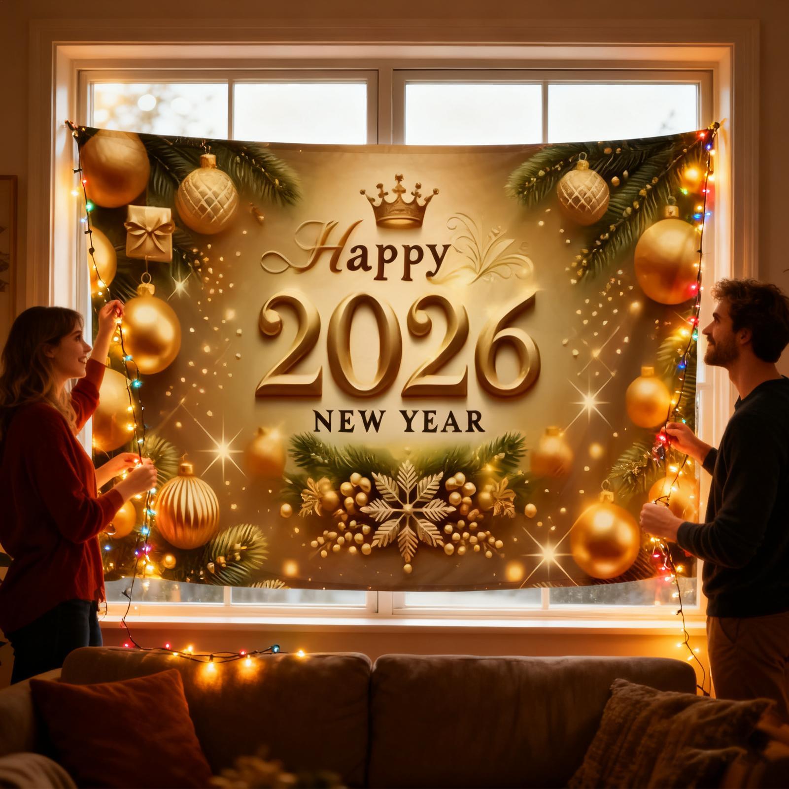 Happy New Year Banner 7x5 Ft 2 - Home Office Holidays 2026 avaliação e preço