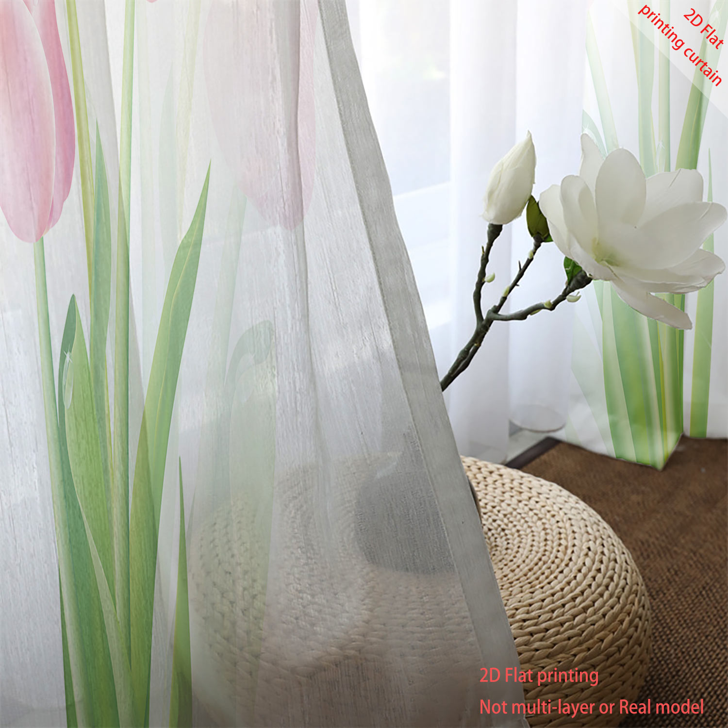 Pink tulip print transparent g - Home Office Rate avaliação e preço