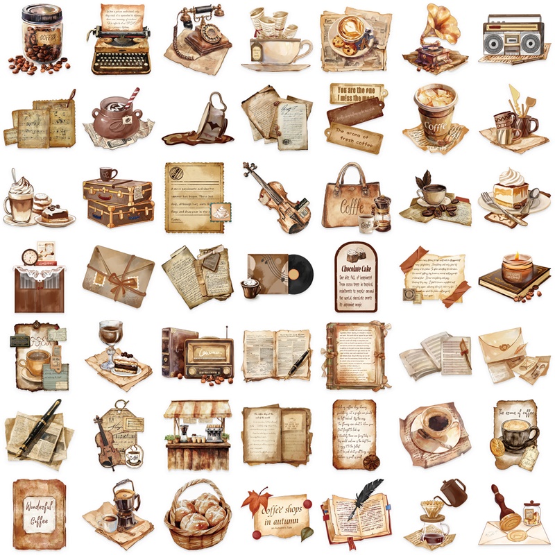 50PCS Vintage Coffee Letter PE - Home Office Quotes avaliação e preço