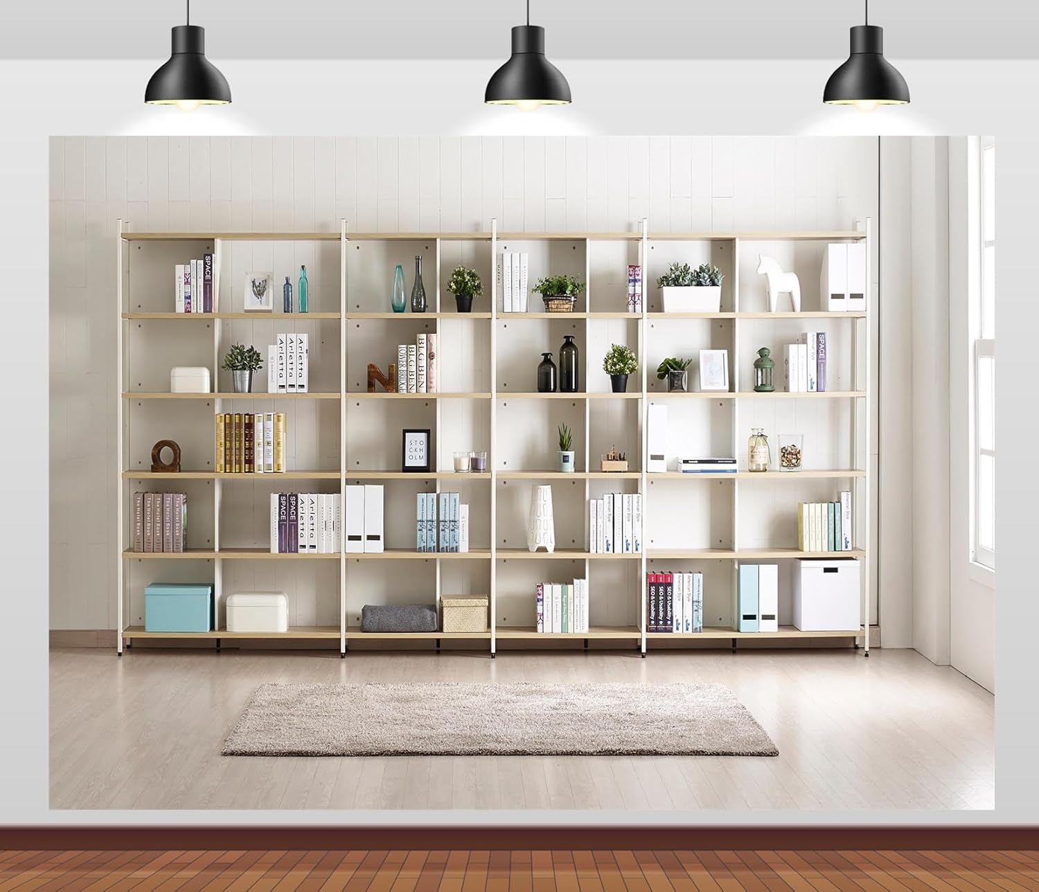 Bookshelf Photography Backdrop - Home Office Zoom Background avaliação e preço