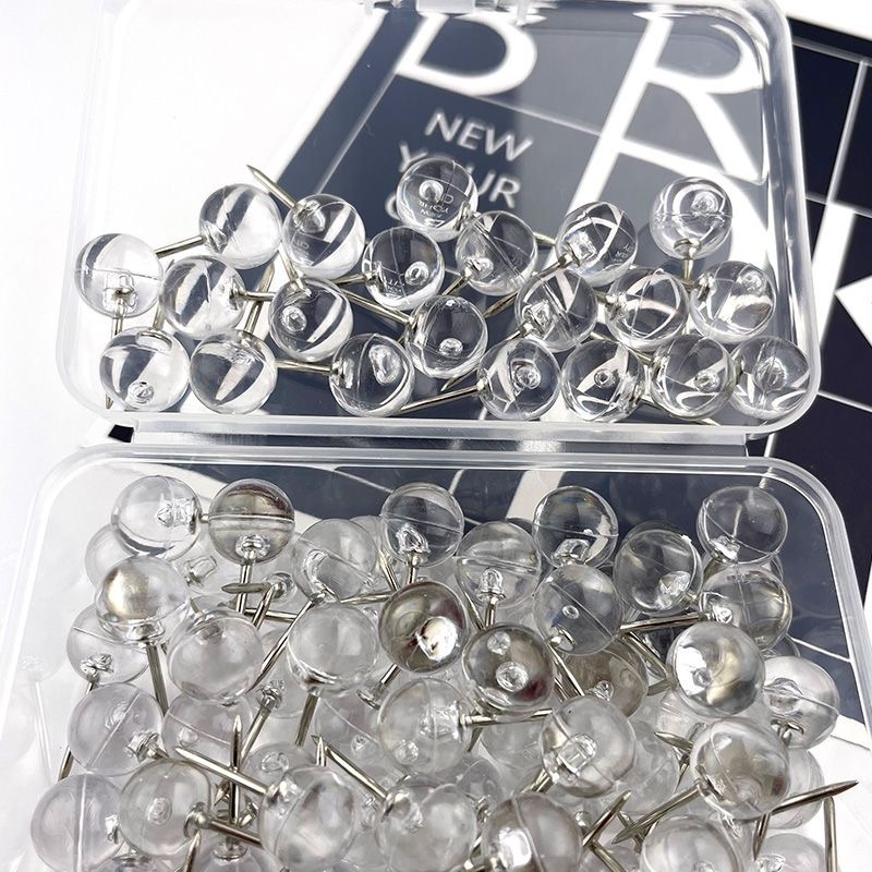 100pcs Transparent Thumbtacks, - Home Office Head avaliação e preço