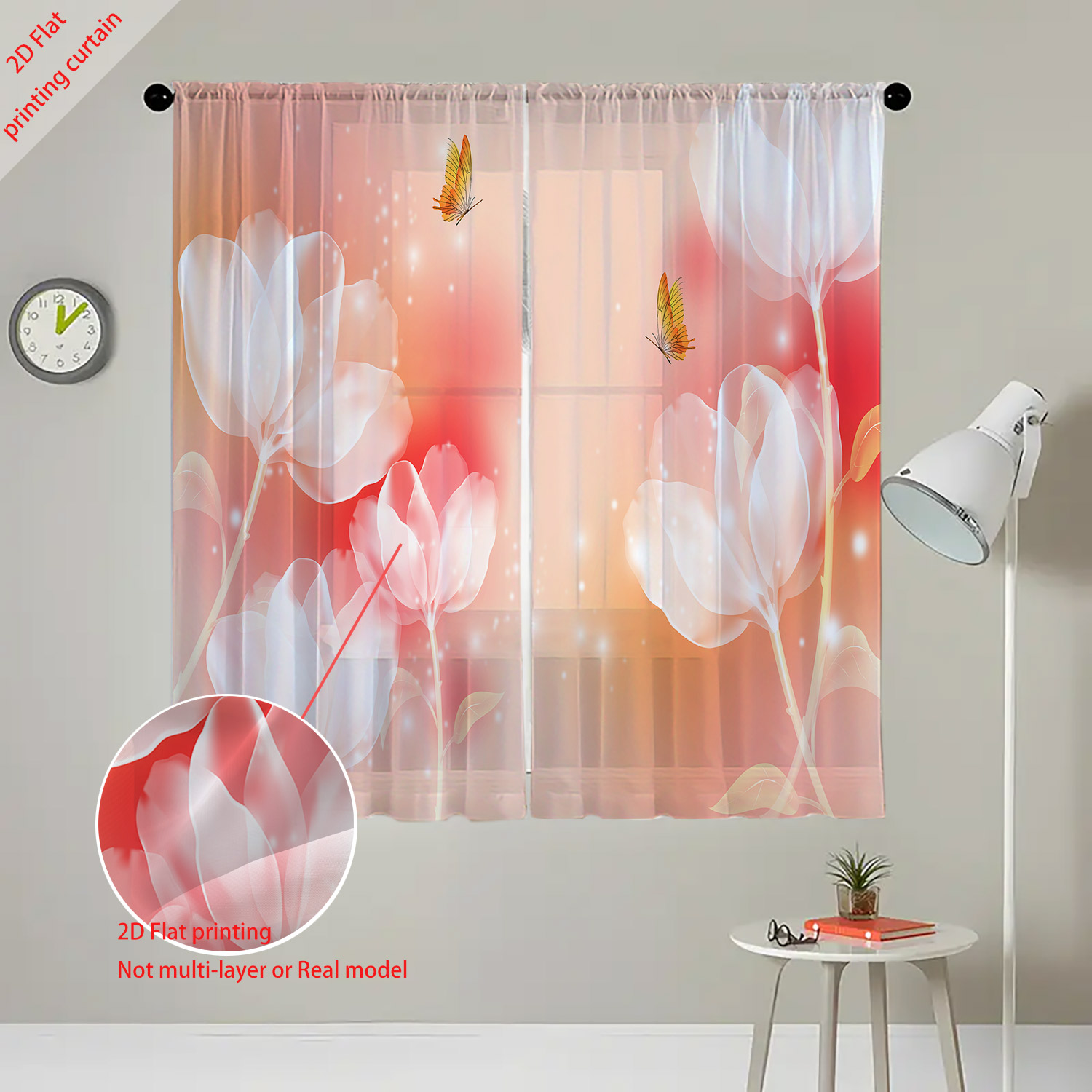 Purple flower printed transpar - Home Office Rate avaliação e preço