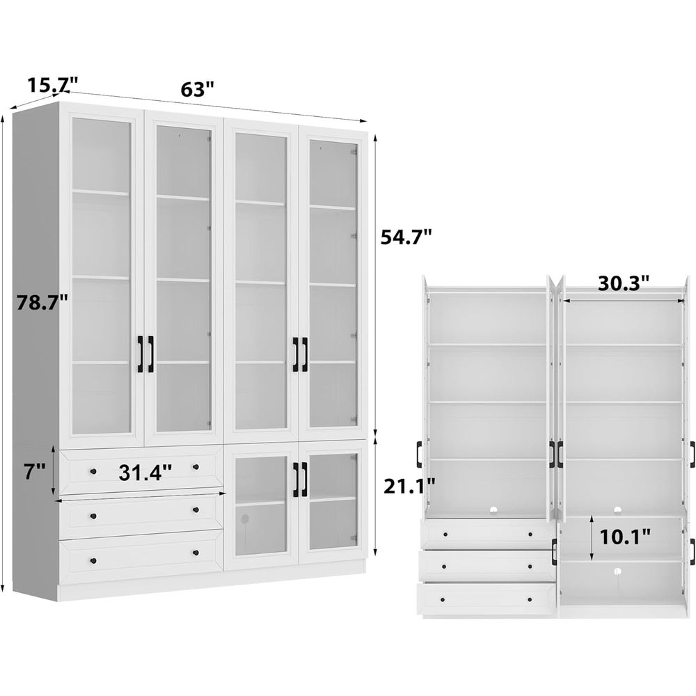 63 Wide Glass Door Display Cab - Home Office Free avaliação e preço