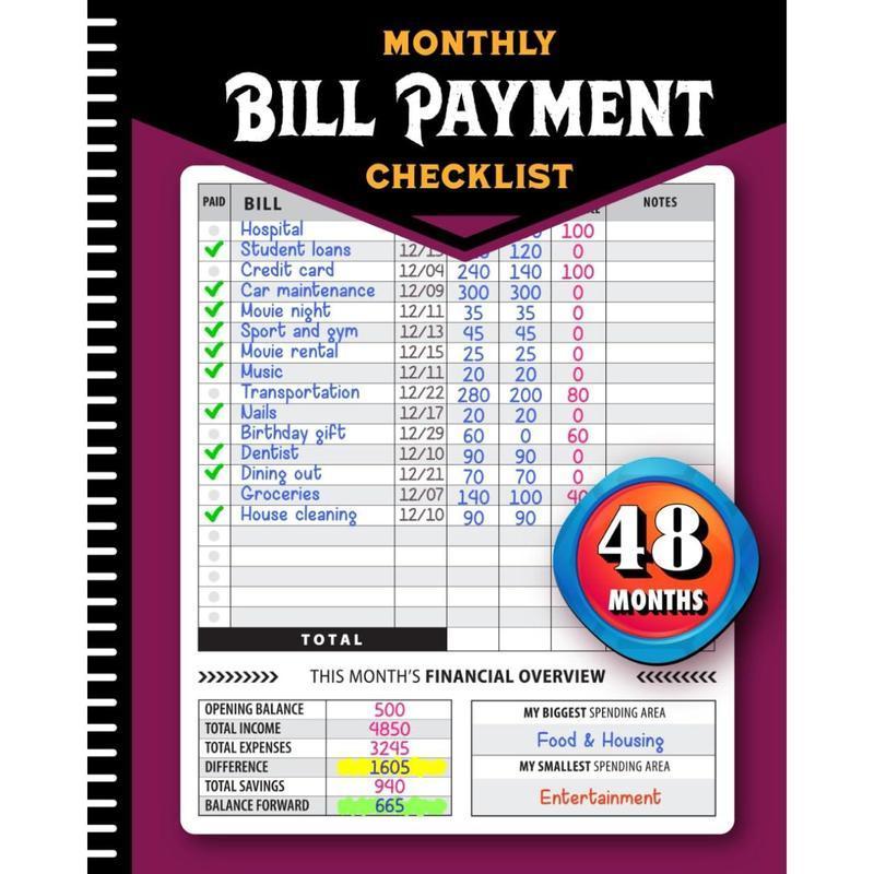 Bill Payment Tracker Notebook, - Home Office Budget avaliação e preço