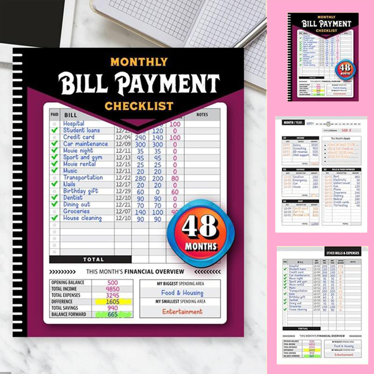 Bill Payment Tracker Notebook, - Home Office Budget avaliação e preço