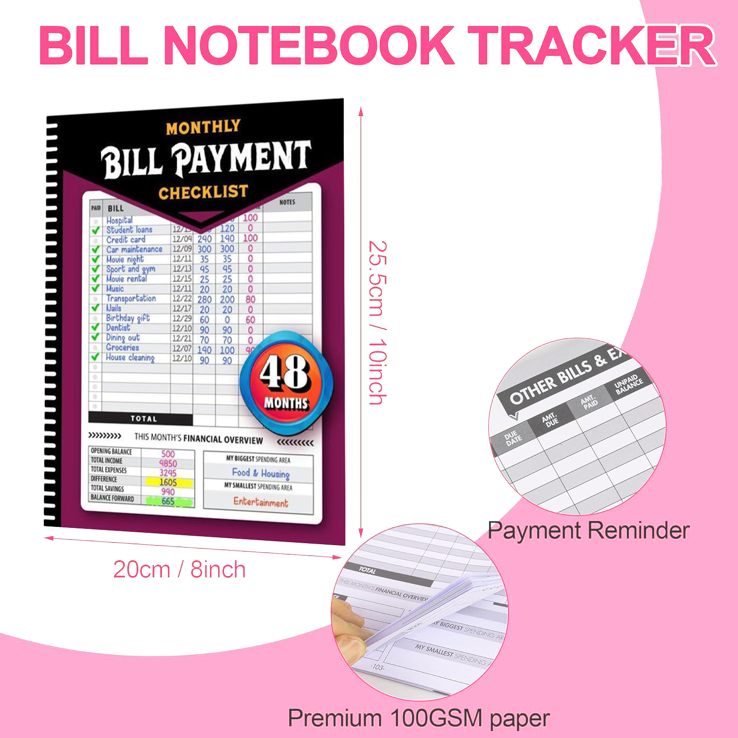 Bill Payment Tracker Notebook, - Home Office Budget avaliação e preço