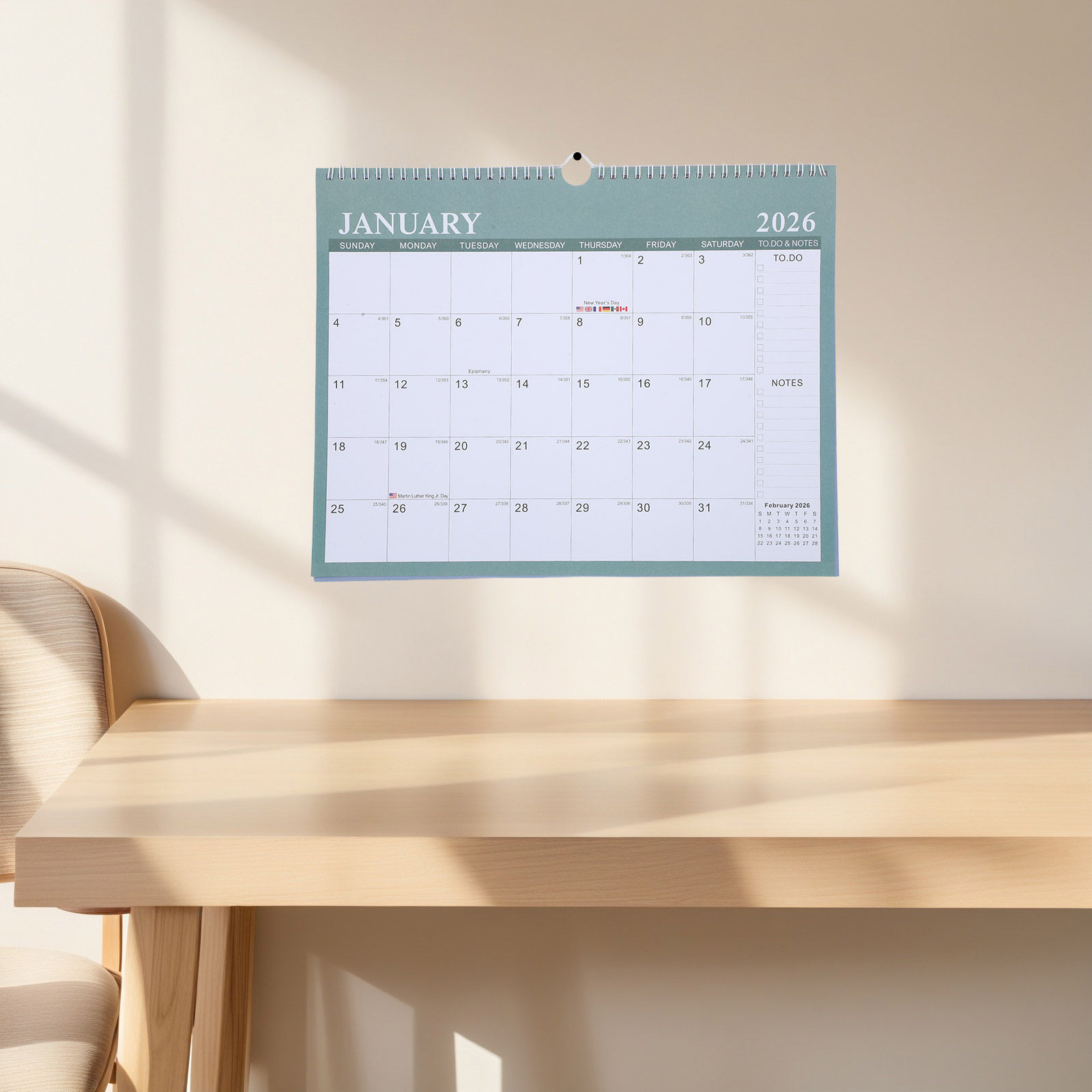 2026 1-2027 6 Large Wall Calen - Home Office Holidays 2026 avaliação e preço
