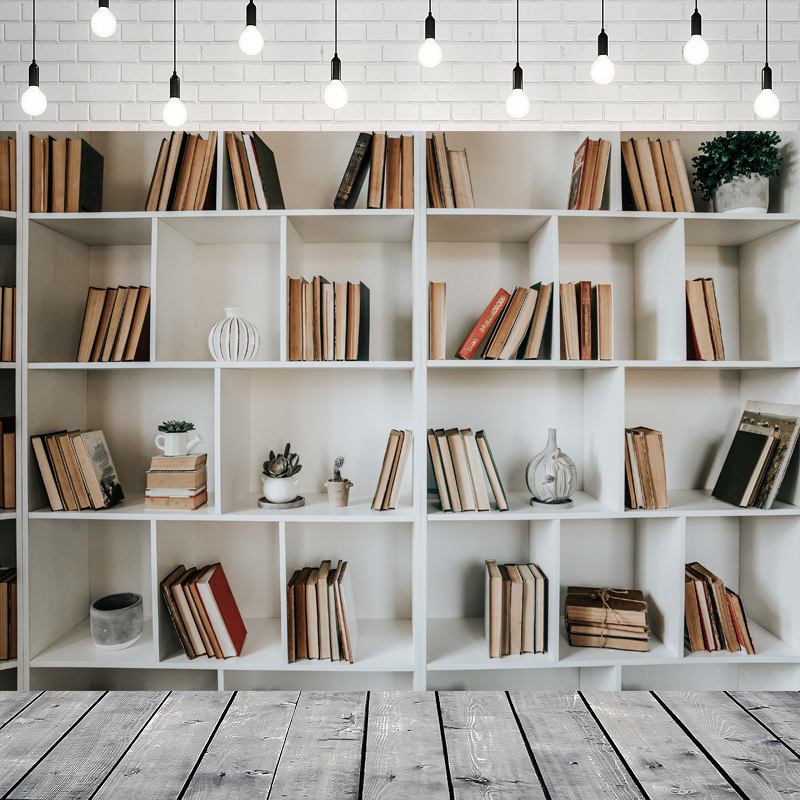White Bookshelf Photography Ba - Home Office Zoom Background avaliação e preço