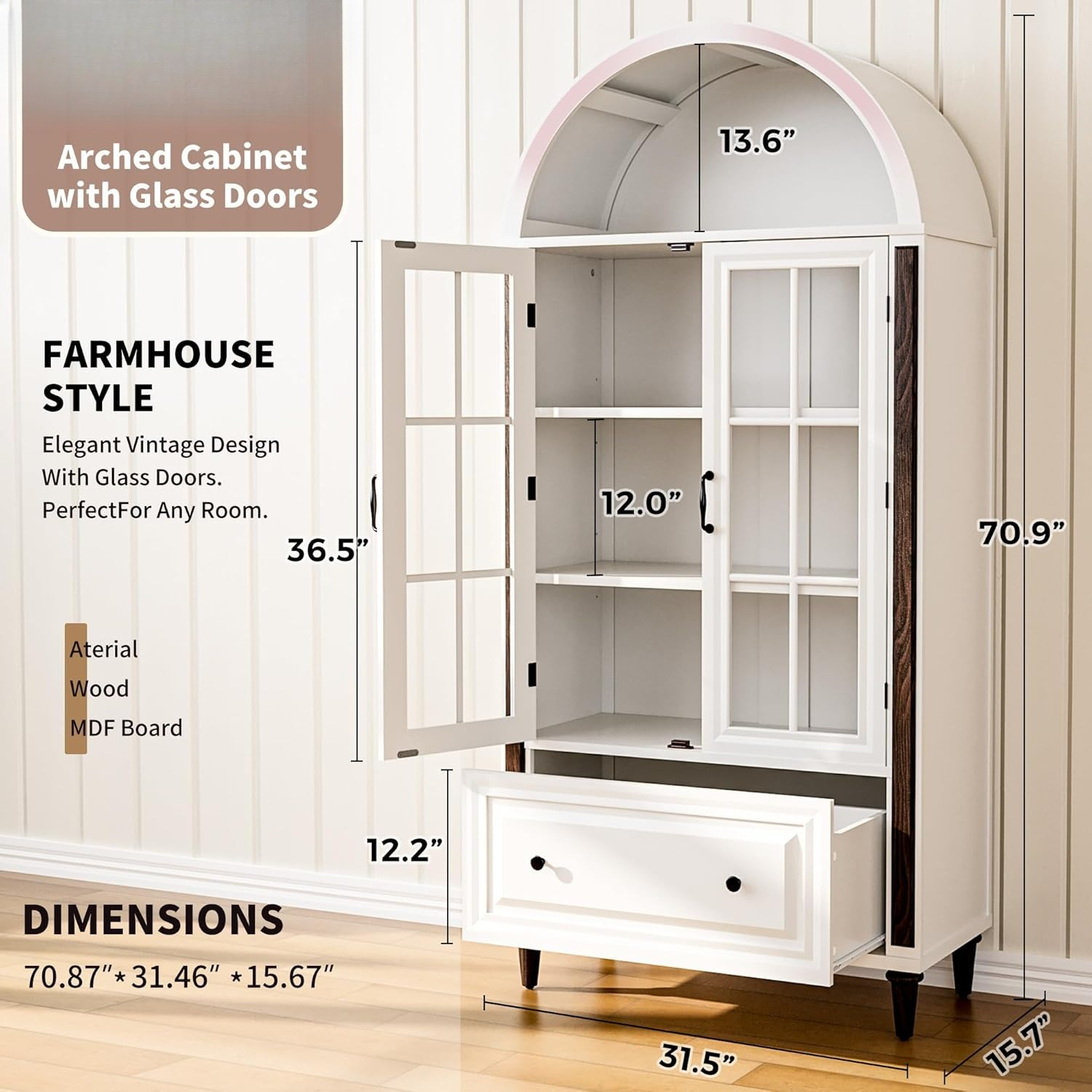71” Handcrafted Arched Bookcas - Home Office Free avaliação e preço