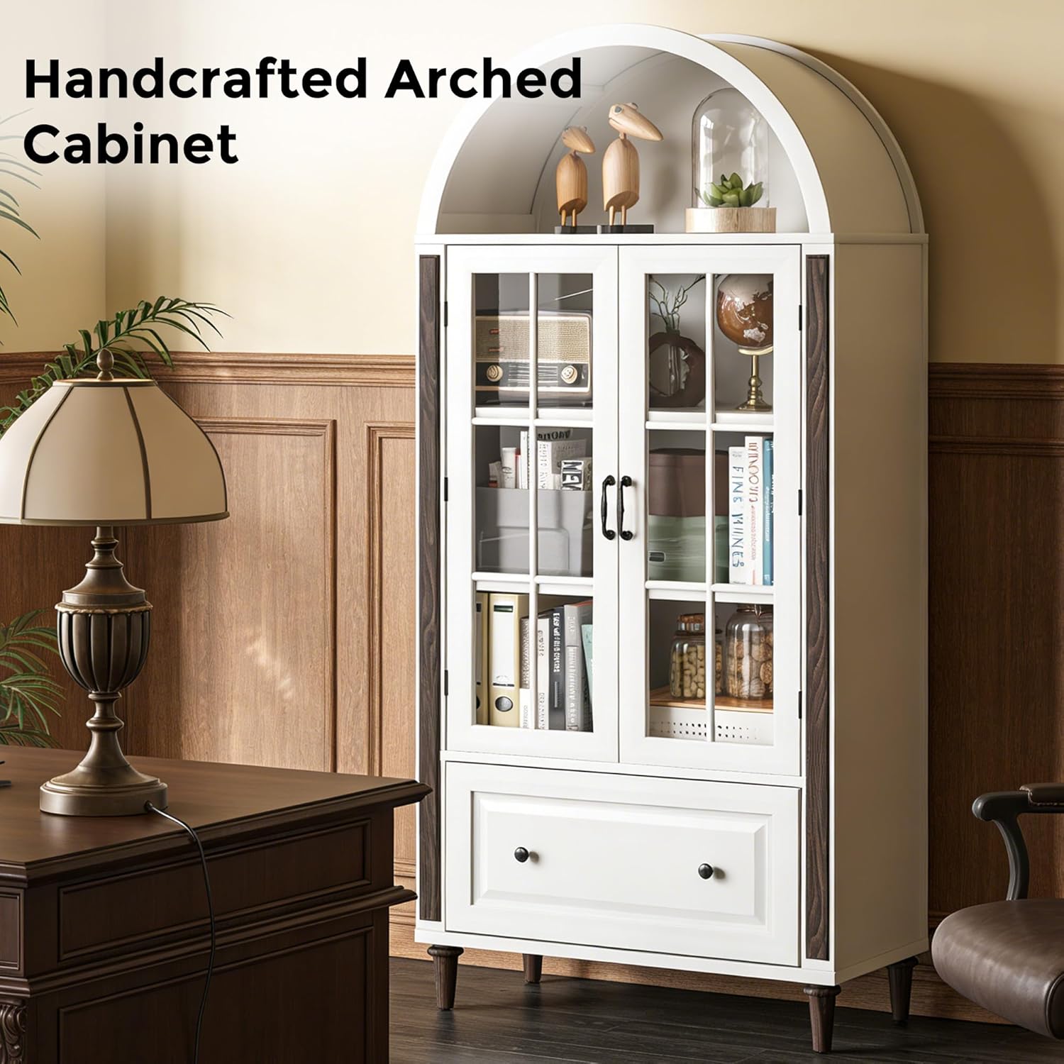 71” Handcrafted Arched Bookcas - Home Office Free avaliação e preço