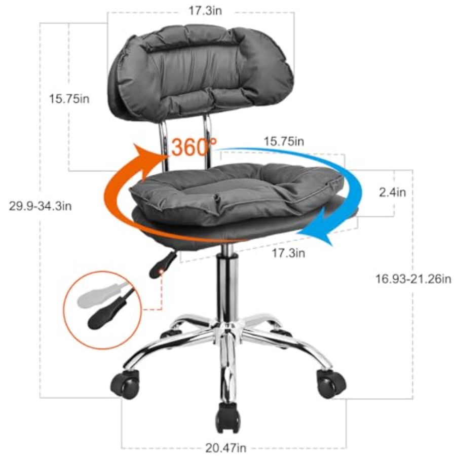 Rolling Stool Backrest Thick S - Home Office Free avaliação e preço