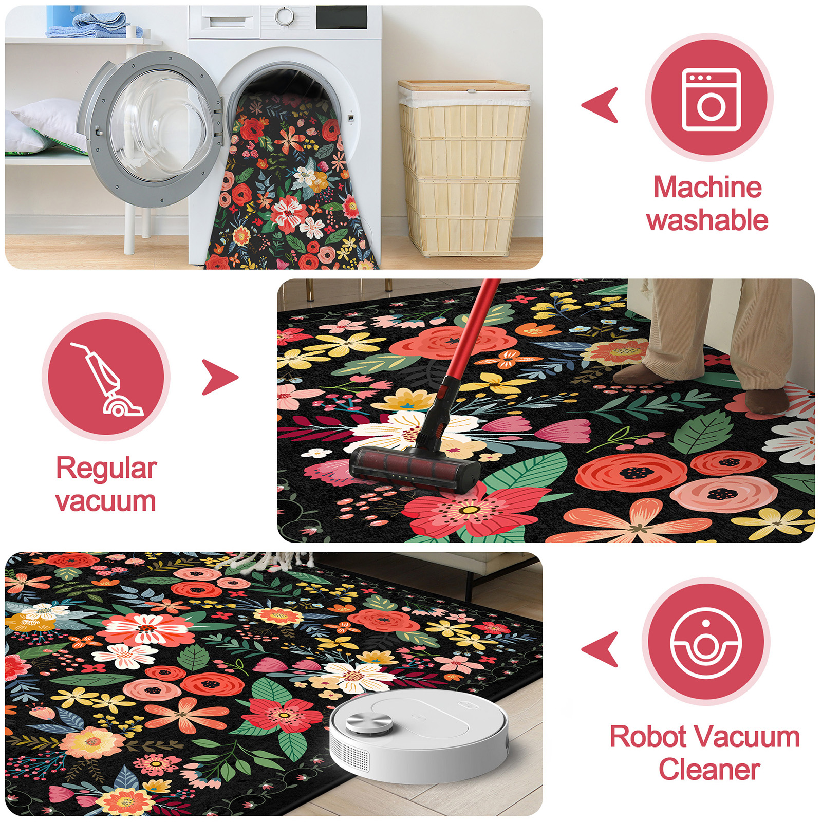 8' X 10' Washable Rug Boho Flo - Home Office X Post avaliação e preço